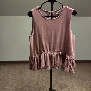 Collective Concepts Sleeveless Peplum Tank Top - Dusty Rose